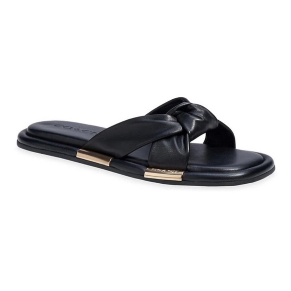 Coach Black Brooklyn Nappa Slide Sandals. Size 6.5 - Picture 1 of 9